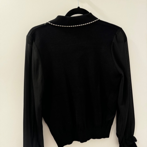 J.ING Malika Vintage-Inspired Black Collared Cardigan with Sheer Sleeves - Picture 11 of 11